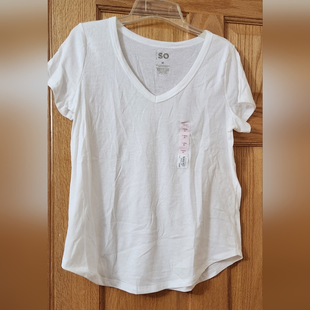 SO Women's Classic White V-Neck Tee